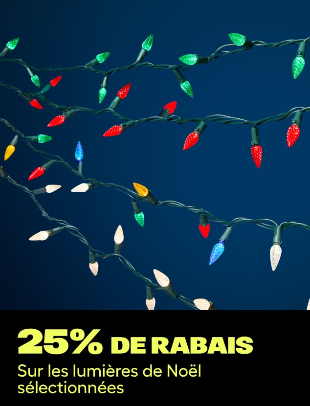 25% de rabais
Sur les lumières de Noël sélectionnées