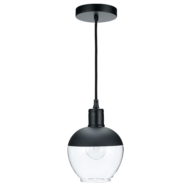 Luminaire noir avec globe en verre