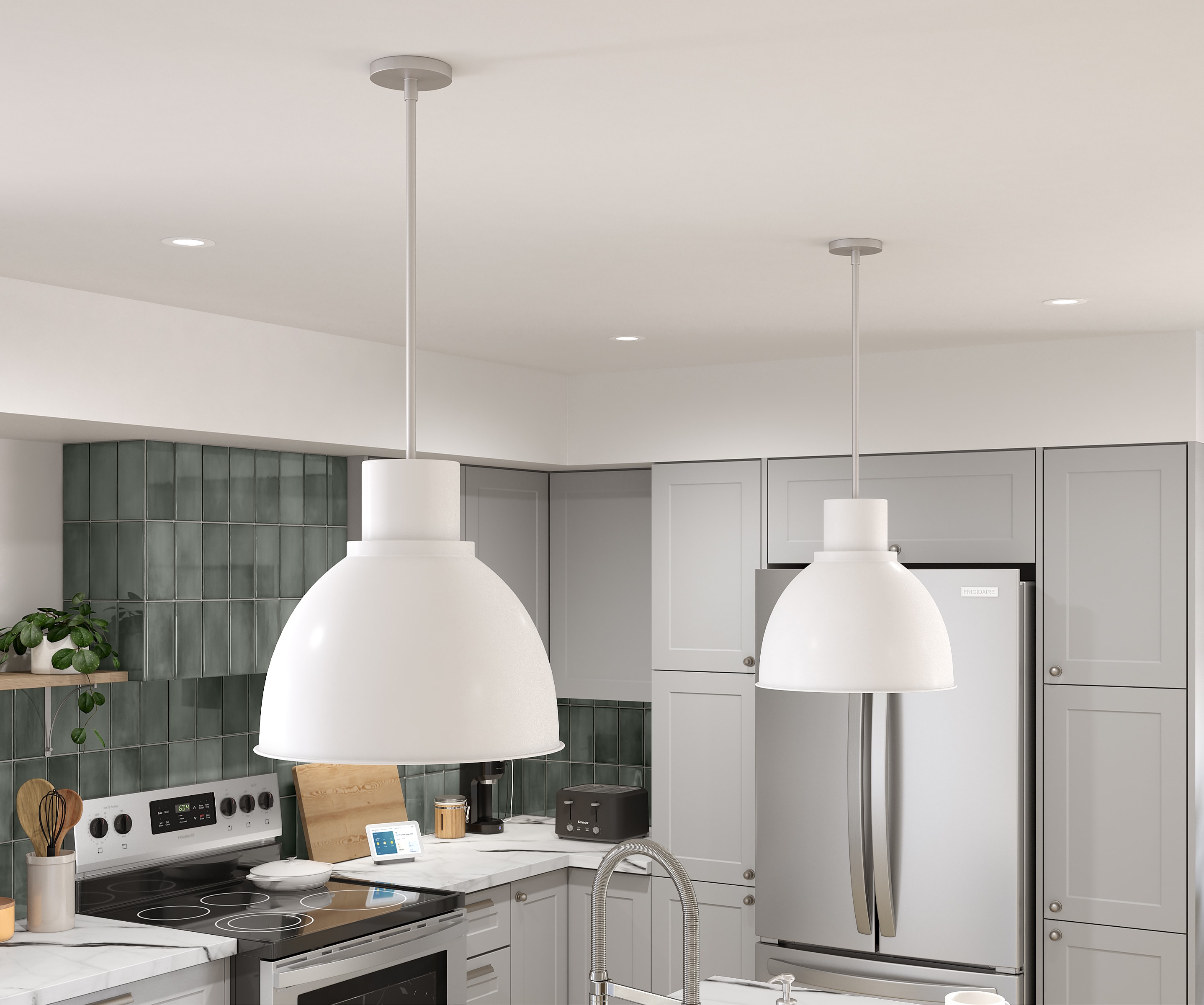 White suspended lighting fixtures