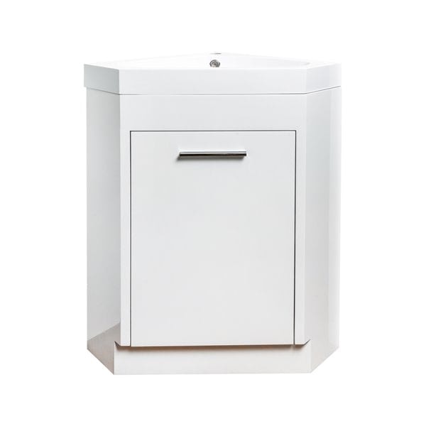 Corner-mounted bathroom vanity