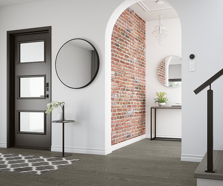 Entrance with modern grey flooring