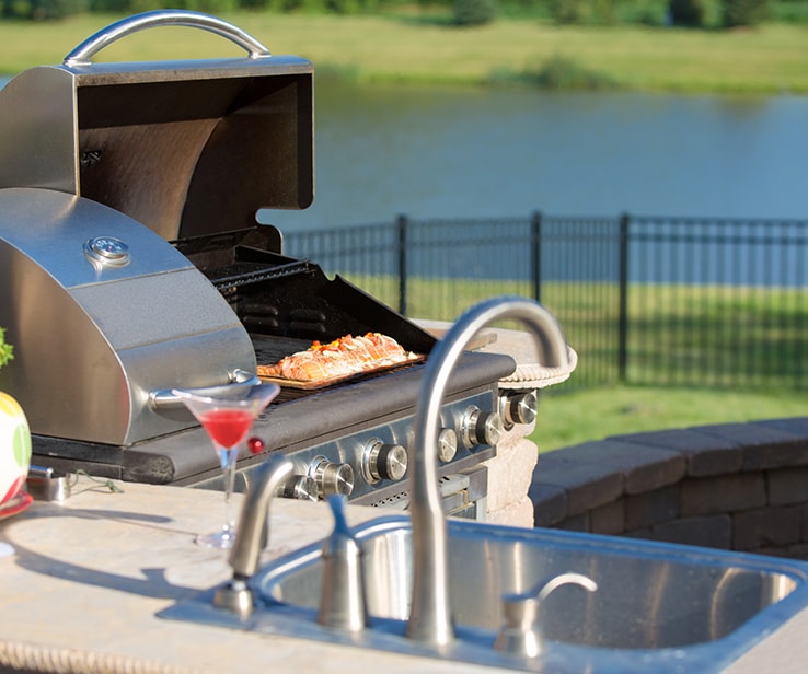 An outdoor kitchen sink