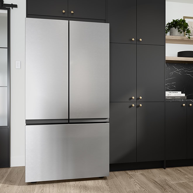 Minimalist stainless-steel fridge