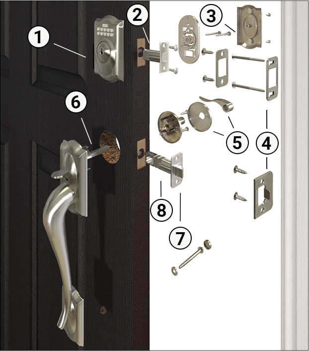 Weiser Yukon SmartKey Entry Door Knob with Deadbolt - Polished Brass -  Adjustable Latch - 1 3/8-in to 1 3/4-in T Door