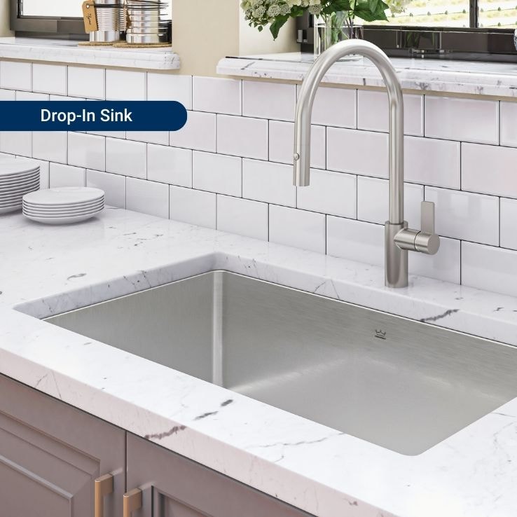 Stainless steel drop-in kitchen sink