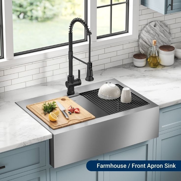 Stainless steel front apron kitchen sink