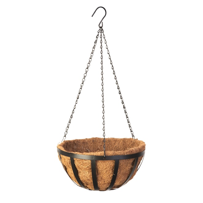 A suspender planter with a natural fibre basket