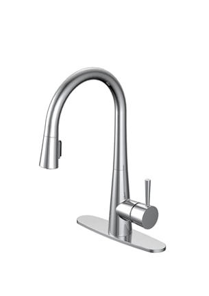 Chrome pull-out kitchen faucet