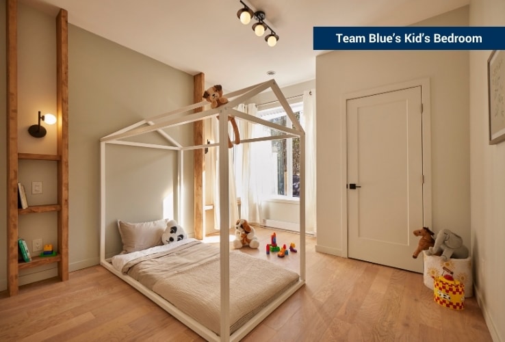 Kid's bedroom with a house-shaped bed