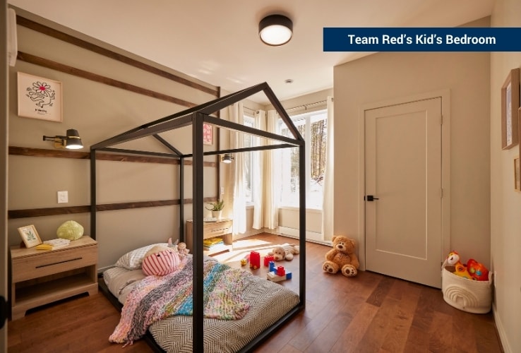 Kid's bedroom with a house-shaped bed