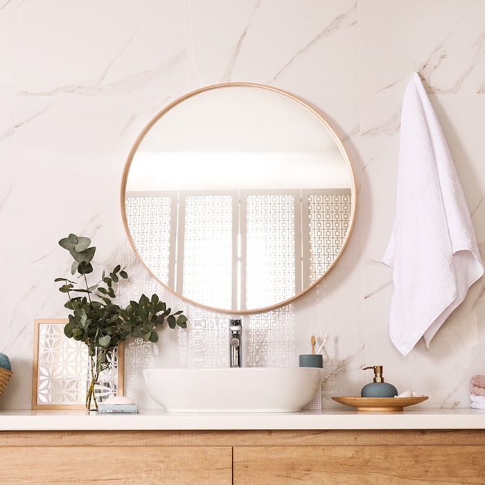 Rose gold bathroom mirror