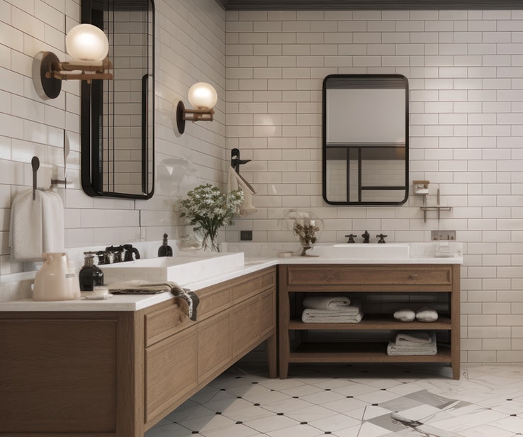 Trendy bathroom with a vintage feel