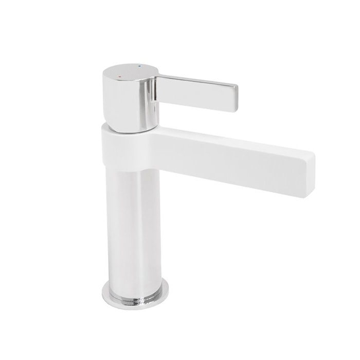 White and chrome vanity faucet