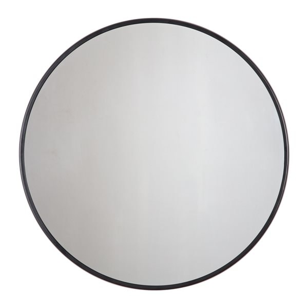 Round mirror with a black frame