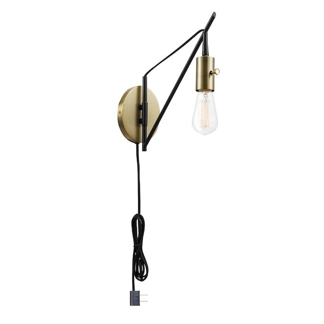 Black and brass bathroom lighting