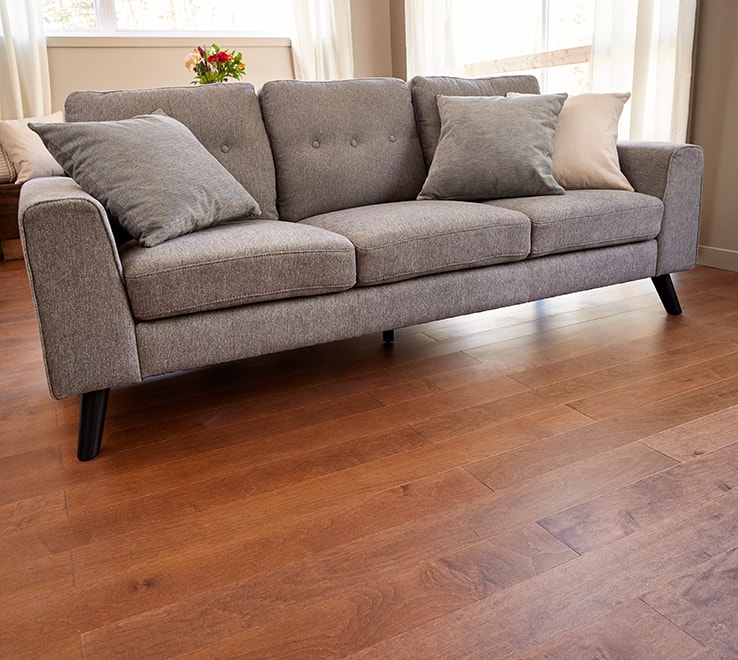 Flooring in an open space dining and living room