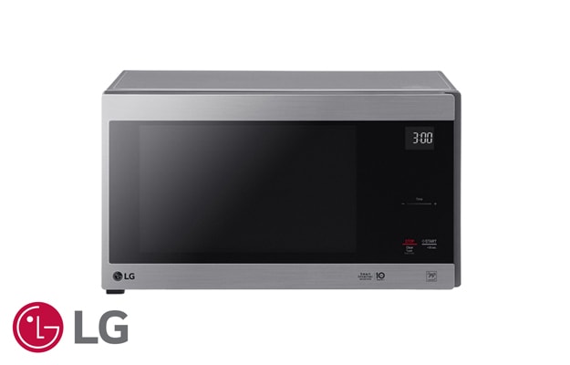 A stainless steel countertop microwave oven