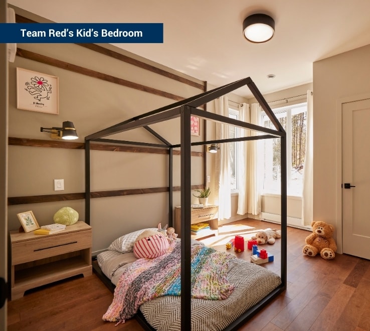 Kid’s bedroom with a house-shaped bed