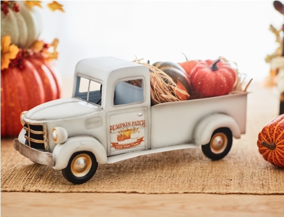 White Truck with Pumpkins