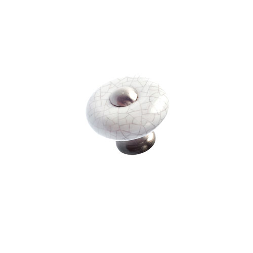 Metal Knob and Ceramic Brush nickel and Crackle White | RONA