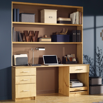 Bureau en bois récupéré avec bibliothèque intégrée et pied noir -   Canada